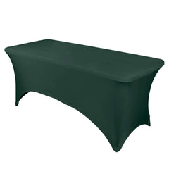 Stretch Spandex 96"x30" Rectangle Table Cover Hunter Emerald Green - Durable Form-Fitting Tablecloth