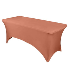 Stretch Spandex 96"x30" Rectangle Table Cover Terracotta (Rust) - Durable Form-Fitting Tablecloth