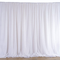 White Chiffon Polyester Event Curtain Drapes, Dual Layer Divider Backdrop Event Panel with Rod Pockets - 20ftx8ft
