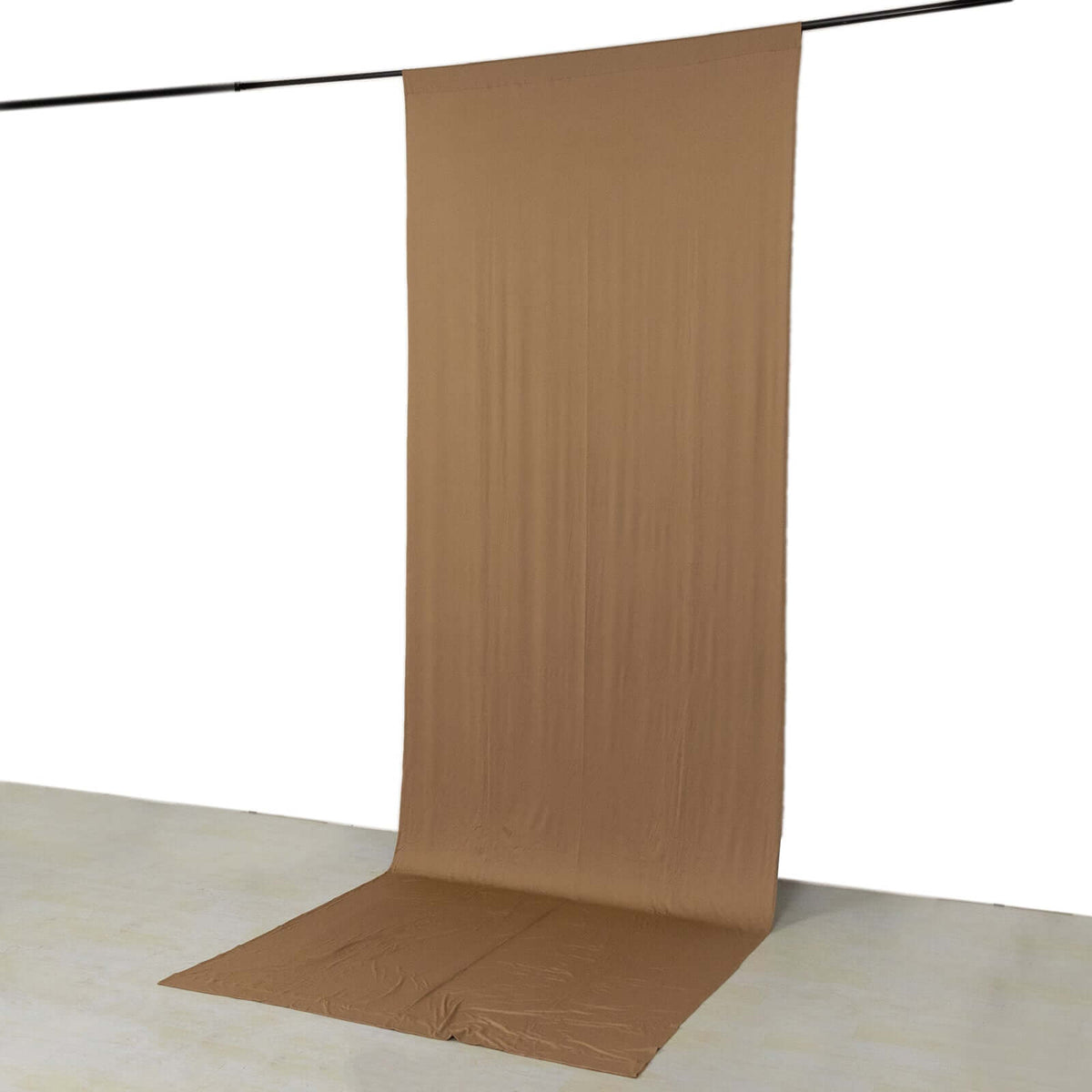 Taupe 4-Way Stretch Spandex Event Curtain Drapes, Wrinkle Free Backdrop Event Panel with Rod Pockets - 5ftx14ft
