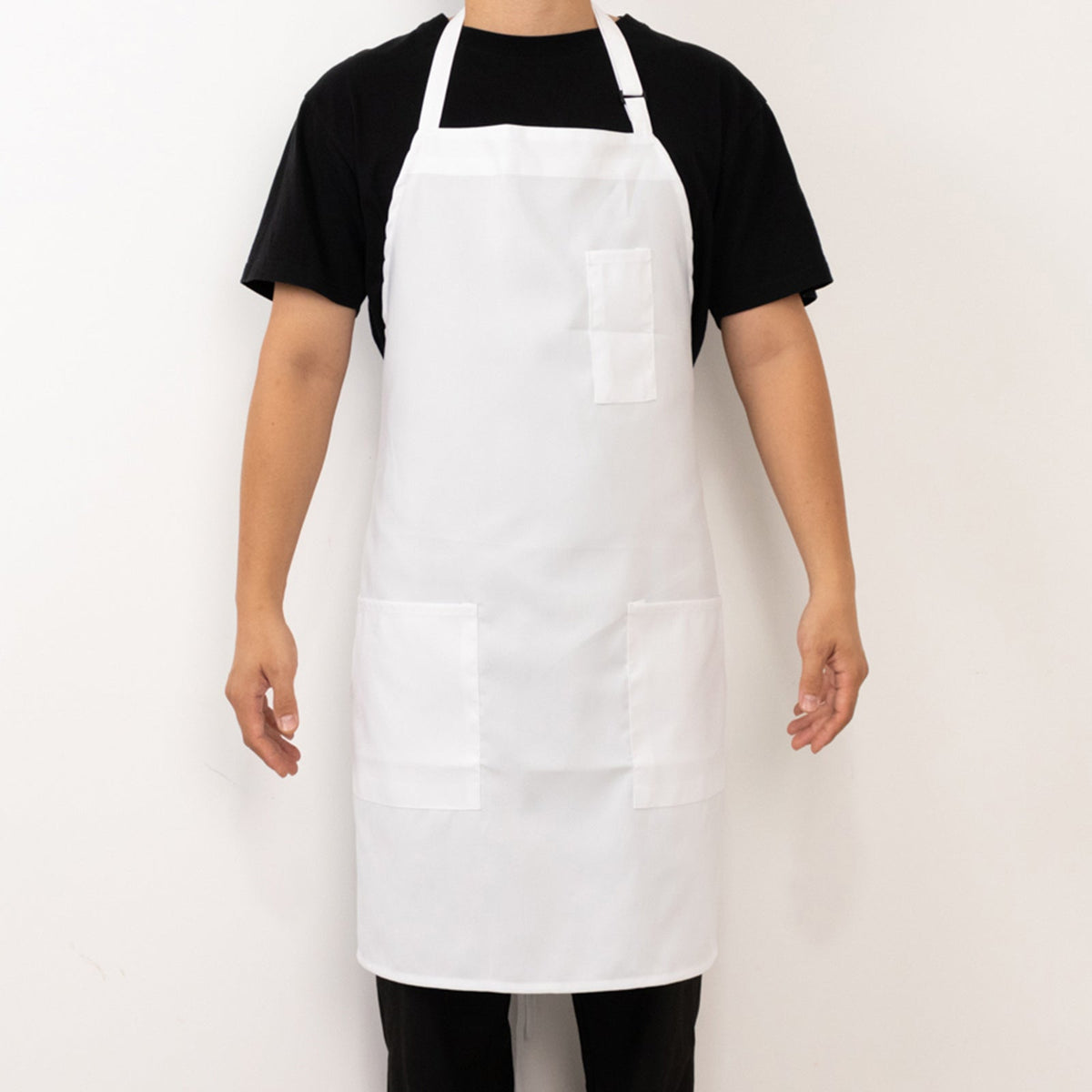 White Premium Polyester Cooking Chef Apron with Adjustable Neck and Long Ties, Waterdrop Resistant 2 Pockets Unisex Kitchen Bib Apron